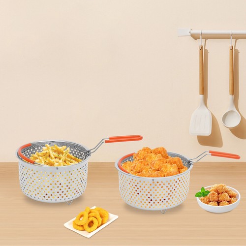20cm Stainless Steel Deep Fry Basket Strainer French Chip Fry Basket w/ Handle - Picture 3 of 14