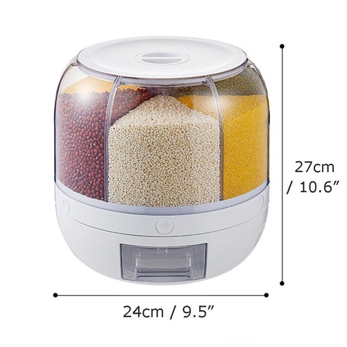 6 in 1 Müsli-/Reisspender drehbarer Getreidebehälter 10 kg Trockenfutter - bestes Geschenk - Bild 9 von 24