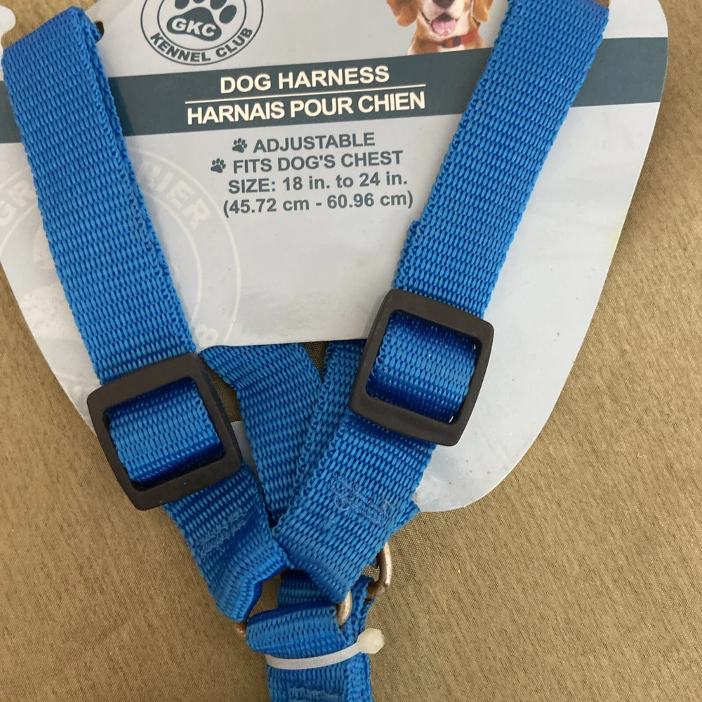 Dog Harness Size M Medium Plain Blue GKC Adjustable Dogs Chest 18-24 In.