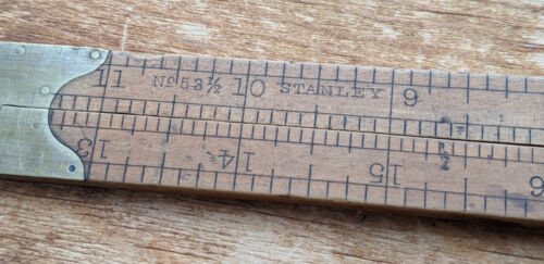 Stanley vintage n. 53 1/2 Righello da Disegno in Legno per Architetto Strumento Pieghevole Falegnameria - Foto 3 di 14