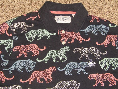 POLO UOMO ORIGINALE PINGUINO BY MUNSINGWEAR JAGUAR LEOPARDO STAMPA GHEPARDO S - Foto 5 di 10