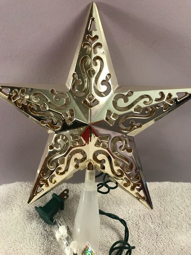 Christmas tree topper 5 point Plastic Lighted Star Filagree MAX3935 - Picture 4 of 7