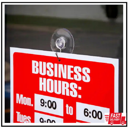 Business Hours Sign for Glass Door, Hours of Operation, Store Hours for Retail - Picture 2 of 2