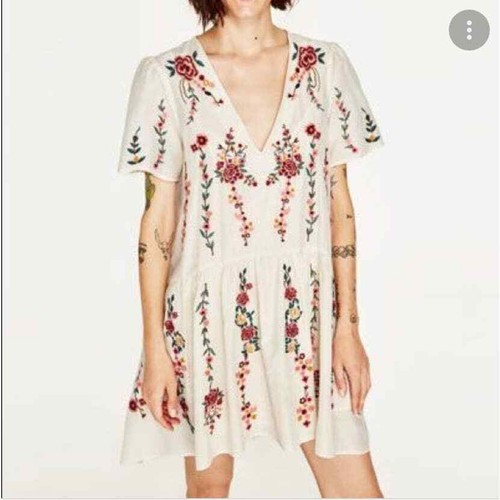 ZARA Damen gefüttert bestickt weiß mit Blumenmuster - Bild 3 von 3