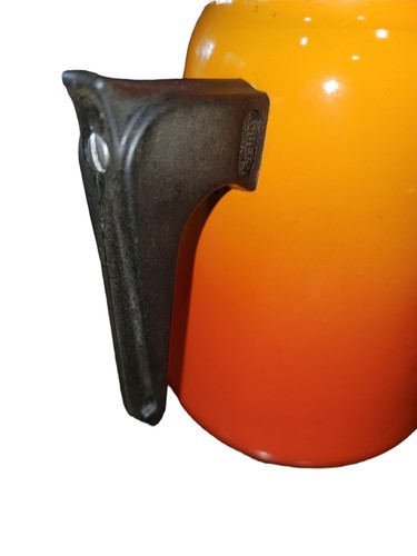 Cafetera tetera MCM moderna de mediados de siglo esmalte naranja vintage Aubeco Depose Francia - Imagen 10 de 12