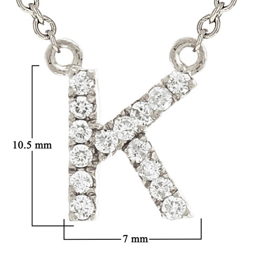 14k Yellow White or Rose Gold Diamond Initial Letter K Pendant Necklace 18" - Picture 8 of 18