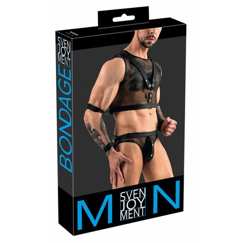 Completo intimo bondage uomo sexy maglietta slip aperto nero trasparente bdsm - Imagen 5 de 8