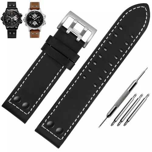Rindsleder Uhrenarmband für Hamilton Khaki Aviation Field 20mm 22mm braun Nieten Strap - Bild 36 von 39