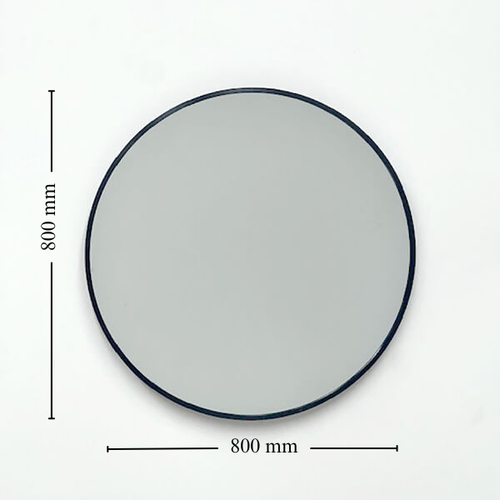 Modern Black Round Mirror 80x80cm Wall Mounted Aluminium Frame Minimalist Décor - Picture 2 of 2
