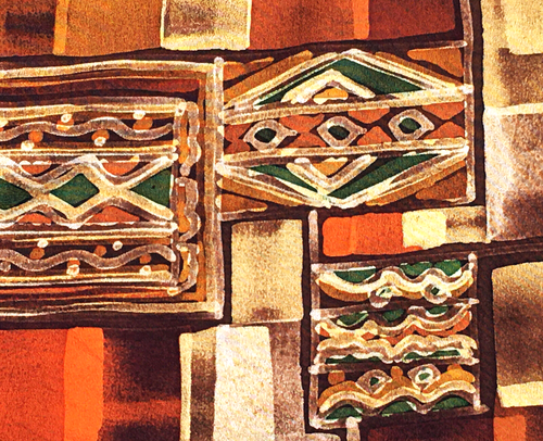Vintage Japanese Kimono Wedding Silk Fabric Piece Geometric Flower Squares 47ins - Picture 6 of 11