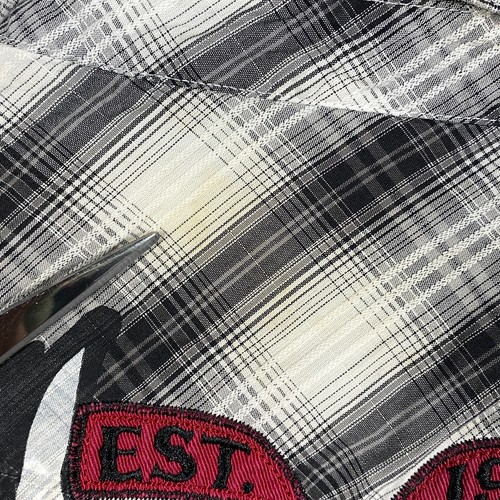 Harley Davidson Hearts & Wrenches Womens Small Pearl Snap Shirt Grey Plaid - Picture 20 of 21
