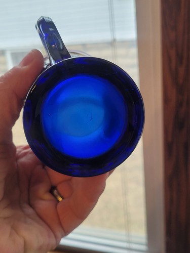 Pretty Blue Northwood Carnival Glass Singing Birds Mug Not Stippled - Picture 12 of 17