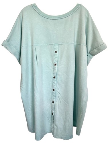 Jane and Delancey Women's Blouse Top Garment Dye Short Sleeve Plus Size 2X Blue - Picture 2 of 8