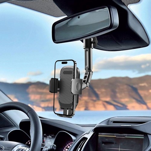 Phone Holder Car, Rear View Mirror Phone Holder - Aluminum Alloy Mount Multi - Picture 2 of 7