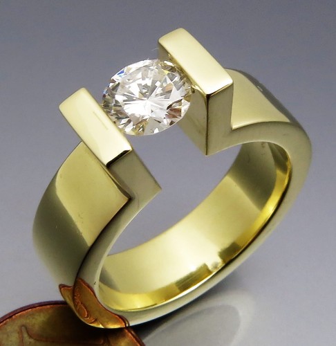 DISEÑO MADURO - ANILLO DE TENSIÓN BRILLANTE EXCELENTE - ORO 585 - ORFEBRE PROPIO - Imagen 4 de 12