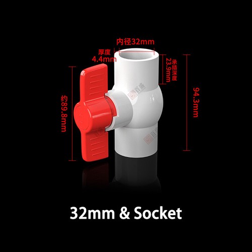 PVC Pipe Fitting 20mm-110mm Ball Valve Socket Solvent Weld / Female Thread White - Picture 9 of 33