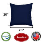 FoamRush 20" x 20" Sunbrella Fabric Throw Pillows with Pillow Insert Canvas Navy