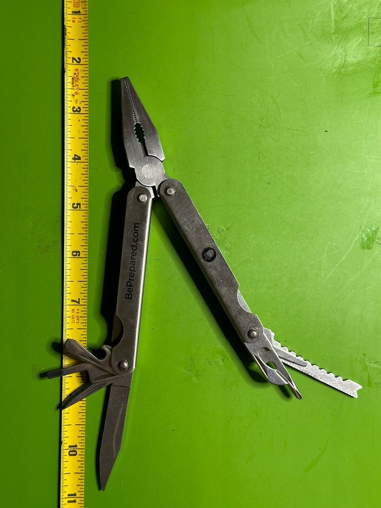 MULTI-TOOL 12 TOOLS IN ONE Silver Toned BE PREPARED Nice Cond.   #50