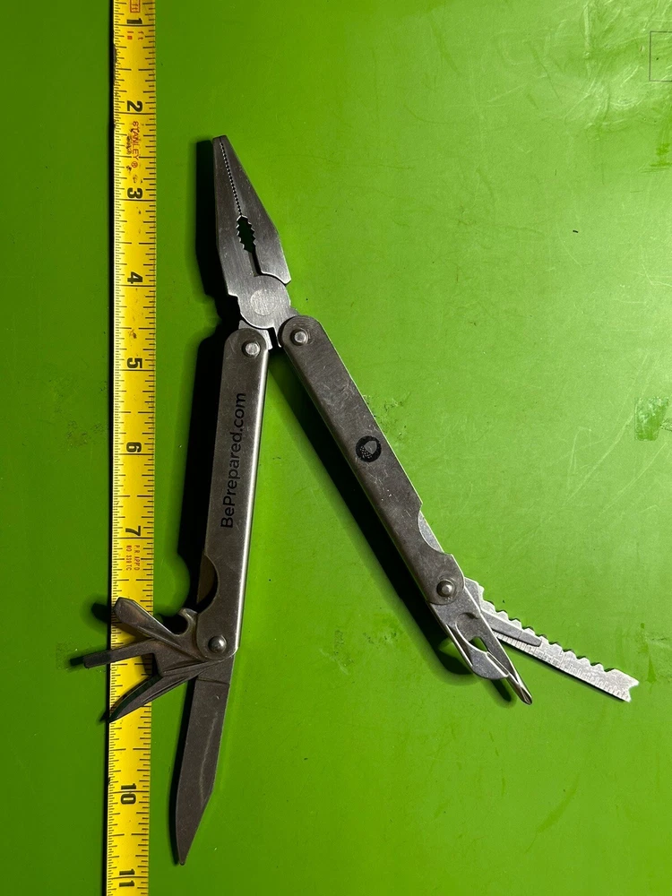 MULTI-TOOL 12 TOOLS IN ONE Silver Toned BE PREPARED Nice Cond.   #50