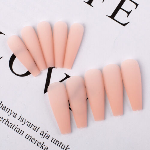 20Pcs Matte False Nails Long Ballerina Nail Art Tips Full Cover Coffin Nails ∂ - Picture 28 of 34