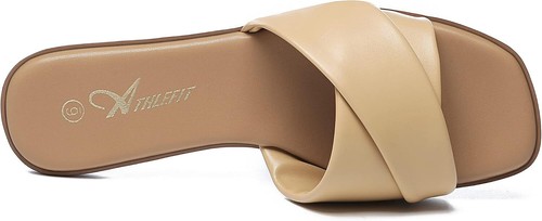 Women Summer Slide Sandals Square Open Toe Lightweight Slip On Flat Sandals - Picture 34 of 38