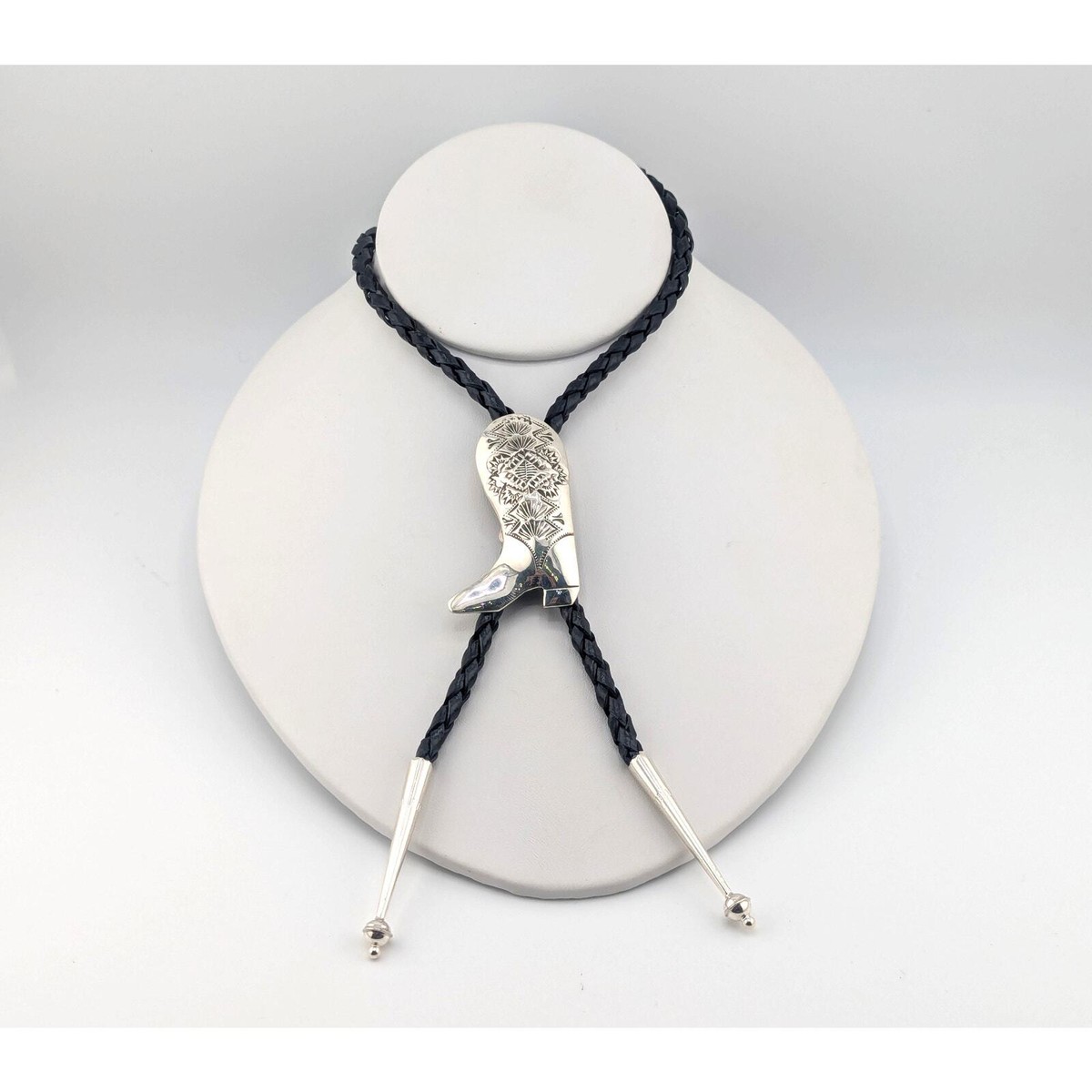 Very Rare New Mexico #8 Turquoise Sterling Silver Native American Bolo Tie Very Rare New Mexico #8 Turquoise Sterling Silver Native American Bolo Tie