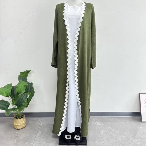 Conjuntos de 2 piezas cárdigan caftán abierto kimono pavo abaya vestido de fiesta de Dubai para mujer musulmana - Imagen 22 de 46