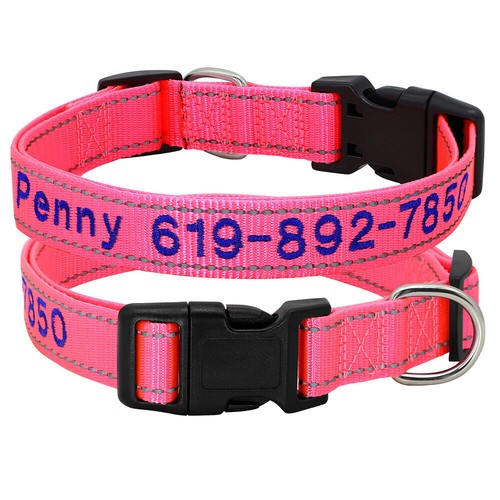 Personalisiertes Hundehalsband bestickt reflektierend Nylon individuell ID Name Telefonnummer - Bild 17 von 17