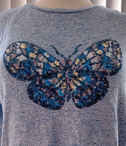 TU LADIES LIGHTWEIGHT BLUE BUTTERFLY TOP SIZE 14 - Picture 2 of 4