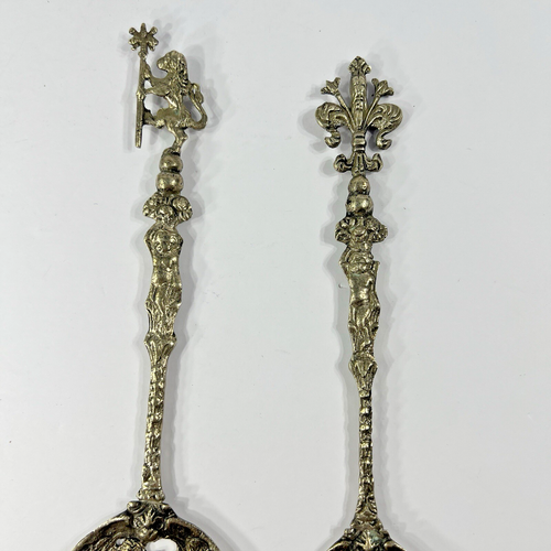 Vintage/Antik verziertes Salat Servier Set großer Löffel & Gabel Cherubs Italien - Bild 6 von 12