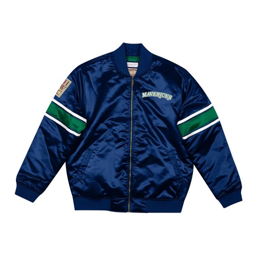 Mitchell & Ness DALLAS MAVERICKS Heavyweight Satin Full Zipper Blue Jacket - Picture 12 of 13