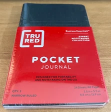 Tru Red Pocket Journal, Narrow Rule, Black/Charcoal/Red, 3/Pack (TUD24421824)