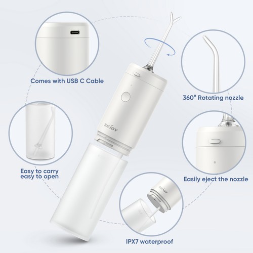 SEJOY Cordless Water Flosser Jet Dental Oral Irrigator Teeth Cleaner Floss Gift - Picture 13 of 41