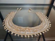 VTG Faux Plastic Pearl Collar Hand Made By Top Hit Fashion Baar Beards Inc Japan