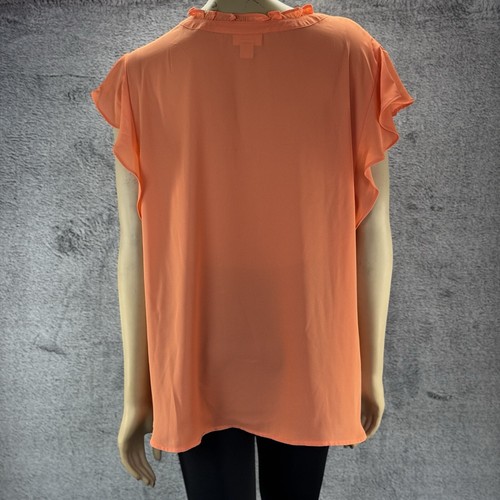Liz Claiborne Sleeveless Top Salmon/peach 2x Ruffled Collar And Sleeves NWT - Picture 4 of 8