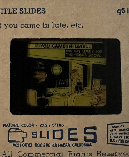 2 VTG Movie Theatre Title Slides Those Who Come In Late May Stay For Next Show - Picture 7 of 7