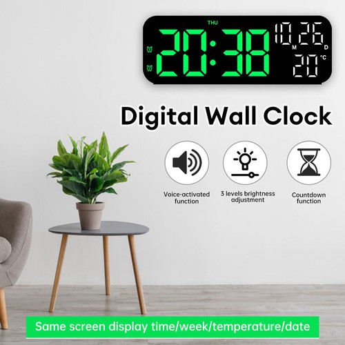 LED Digital Alarm Clock Wall Desk Alarm Remote Control Large Digital Display 7" - Picture 5 of 24