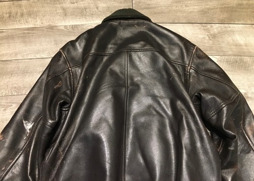 L.L. Bean Men’s Leather Sherpa Lined G1 Bomber Jacket Made In Turkey Medium Vtg - Picture 10 of 13
