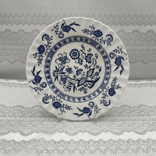 Vtg England Ironstone Blue Onion Blue Nordic 7” Plate Rippled Edge - Picture 9 of 9