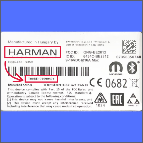 Radio Stereo Unlock Code For JEEP RENEGADE HARMAN VP4 Sat Nav Pin Code - Picture 2 of 3
