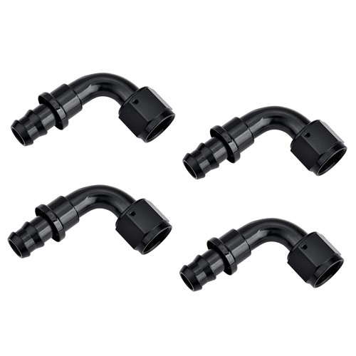 4 x 6AN 8AN 10AN Push Lock Hose Fitting 0° 45° 90° 180° Degree for NBR Fuel Line - Picture 14 of 15