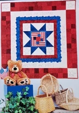 "I Love My County" Quilt Pattern~Patriotic Red Whit Blue Thangles~New 48" x 48"