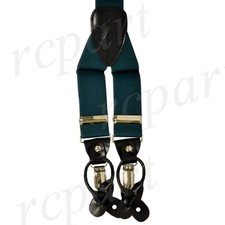 New in box Men's Elastic Suspender Hunter Green Braces clips buttons