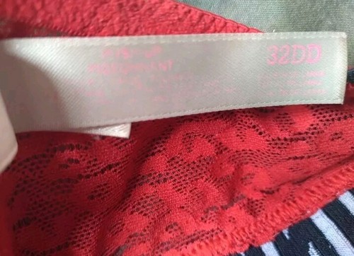 Victoria's Secret PINK 32DD Push Up Bra 32DD Red Lace Strappy Back Logo VS PINK - Picture 3 of 4