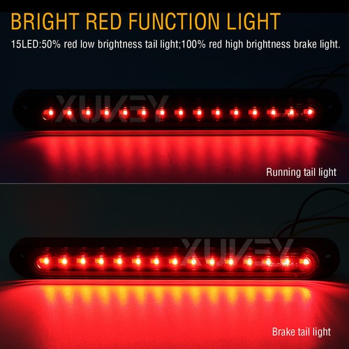 2x 30LED 10" Red Amber Trailer Brake Stop Turn Signal Rear Tail Light Bar Strip - Picture 3 of 10