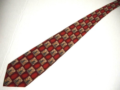 Tommy Bahama Mens Necktie Tie Red Beige Golf Clubs Stamps Wide 57" Designer - Picture 2 of 5