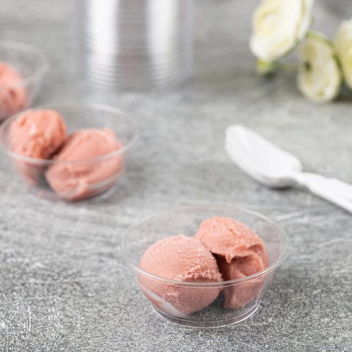 6oz Disposable Fancy Plastic Crystal Clear Dessert Bowl Salad Ice Cream 80pcs - Picture 3 of 4
