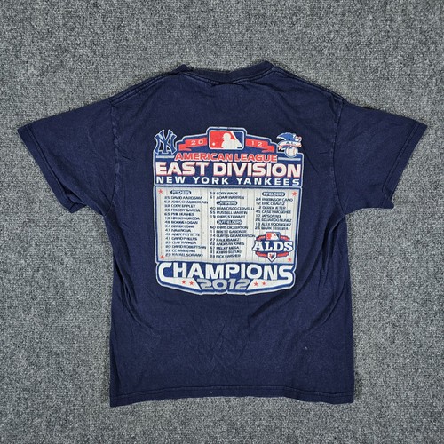 2012 MLB Yankees ALDS Champion Roster Graphic T Shirt Blue Women's Size Medium - Picture 2 of 6