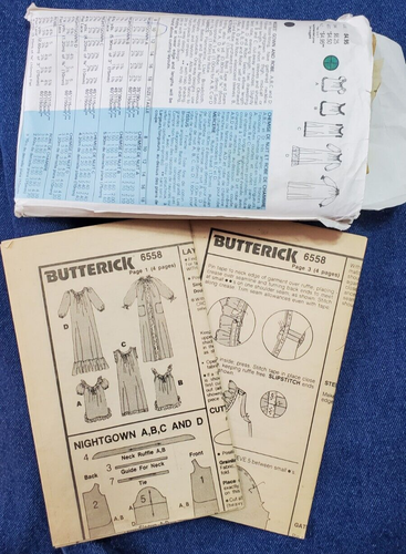 Butterick Muster 6558 ~ Misses Nachthemd & Morgenmantel ~ Größen PSM (8-12) SCHNITT am 10/12 - Bild 3 von 9