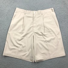 Nike Golf Shorts Mens 36 Beige Chino Dri Fit Pleated Performance Active Golfer